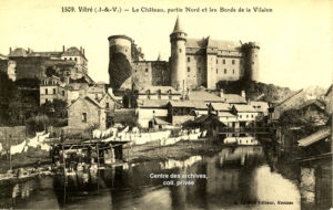 Vue ancienne du château depuis le pré des lavandières